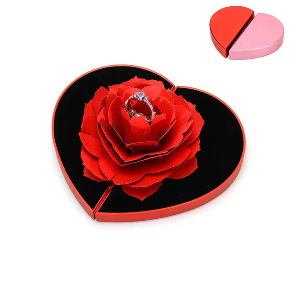 3d Love Box Heart-shaped Rose Flower Rotating Ring Box Valentines Day Gift - St Vesti