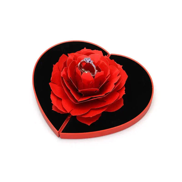3d Love Box Heart-shaped Rose Flower Rotating Ring Box Valentines Day Gift - St Vesti