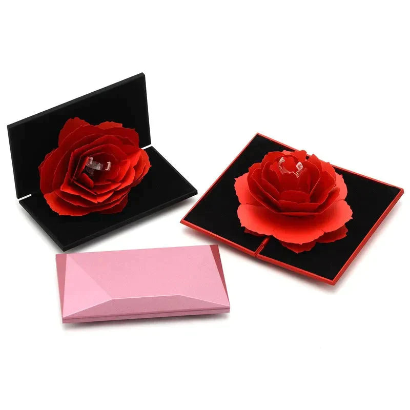 3d Love Box Heart-shaped Rose Flower Rotating Ring Box Valentines Day Gift - St Vesti