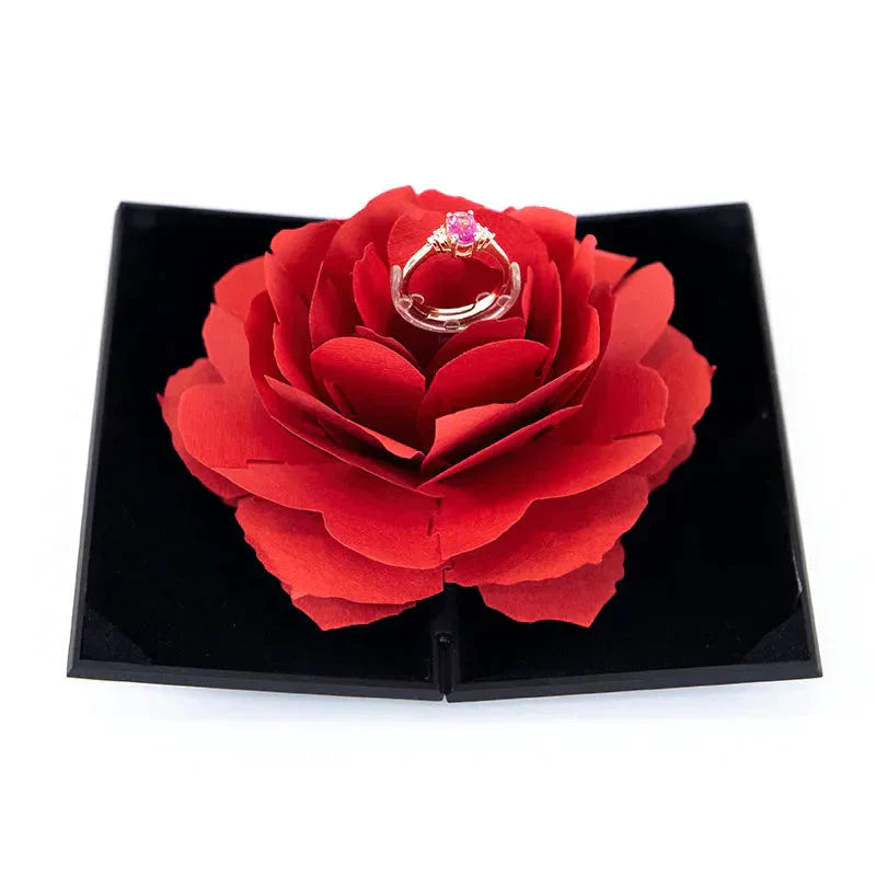 3d Love Box Heart-shaped Rose Flower Rotating Ring Box Valentines Day Gift - St Vesti
