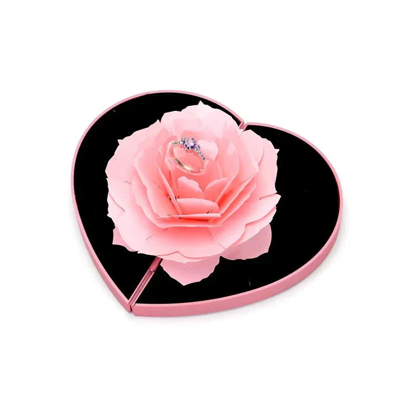 3d Love Box Heart-shaped Rose Flower Rotating Ring Box Valentines Day Gift - St Vesti