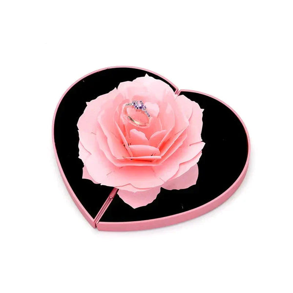 3d Love Box Heart-shaped Rose Flower Rotating Ring Box Valentines Day Gift - St Vesti