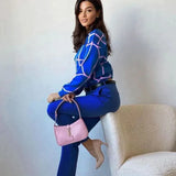 Alice Knit Crew Neck Sweater In Blue - St Vesti | Shop Women’s Knitwear & Jumpers Online