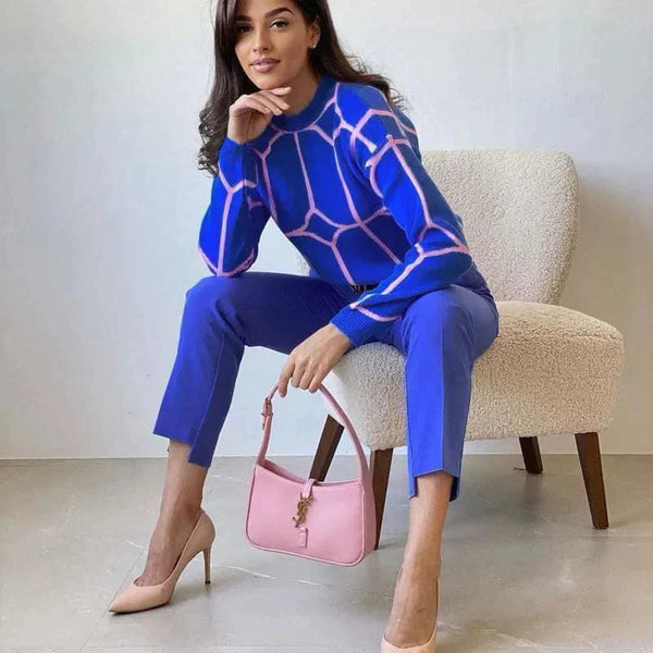 Alice Knit Crew Neck Sweater In Blue - Blue / s - St Vesti | Shop Women’s Knitwear & Jumpers Online