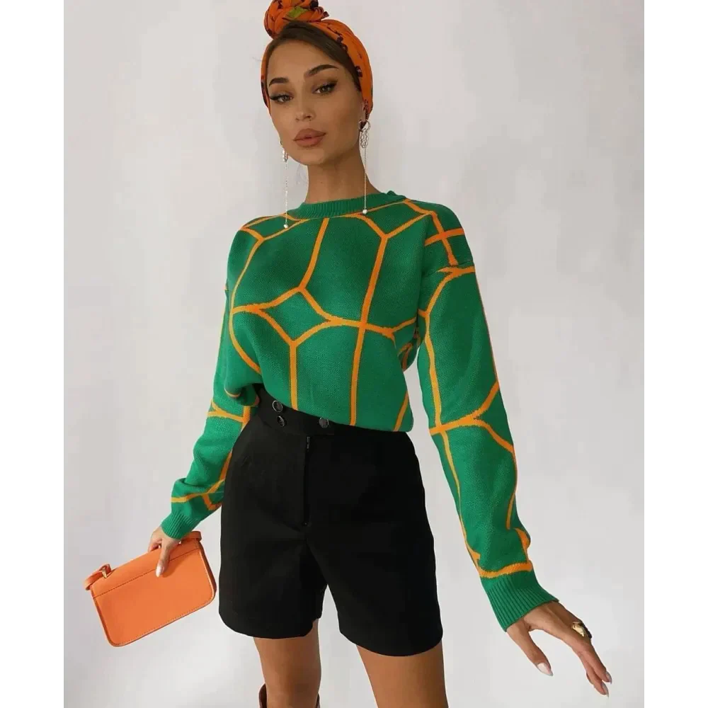 Alice Knit Crew Neck Sweater In Green - Green / s - St Vesti | Shop Women’s Knitwear & Jumpers Online