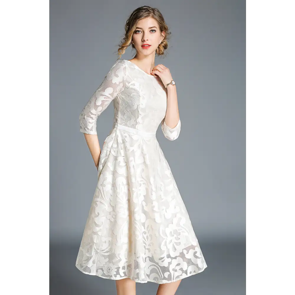 Allegra lace cocktail midi dress - st vesti | all dresses - cocktail dresses formal dresses + more.