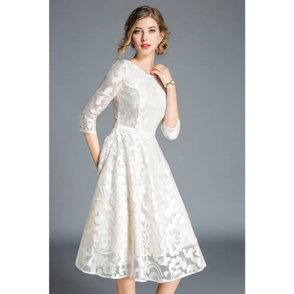 Allegra lace cocktail midi dress - st vesti | all dresses - cocktail dresses formal dresses + more.