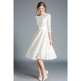 Allegra lace cocktail midi dress - apricot / s - st vesti | all dresses - cocktail dresses formal dresses + more.