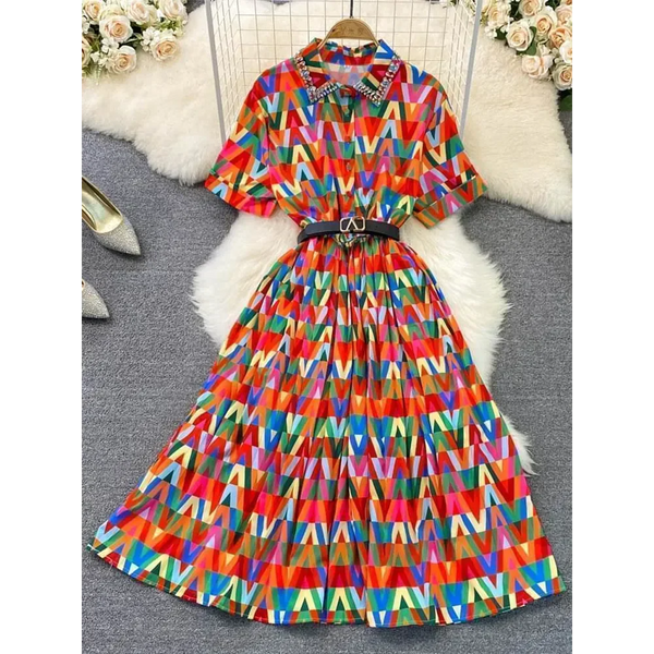 Amy A-line Maxi Dress With Belt - Red / One Size - St Vesti | All Dresses - Cocktail Dresses Formal Dresses + More.