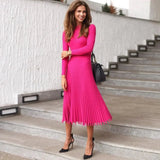 Amy Knit Pleated Midi Dress - Rose Red / s - St Vesti | All Dresses - Cocktail Dresses Formal Dresses + More.