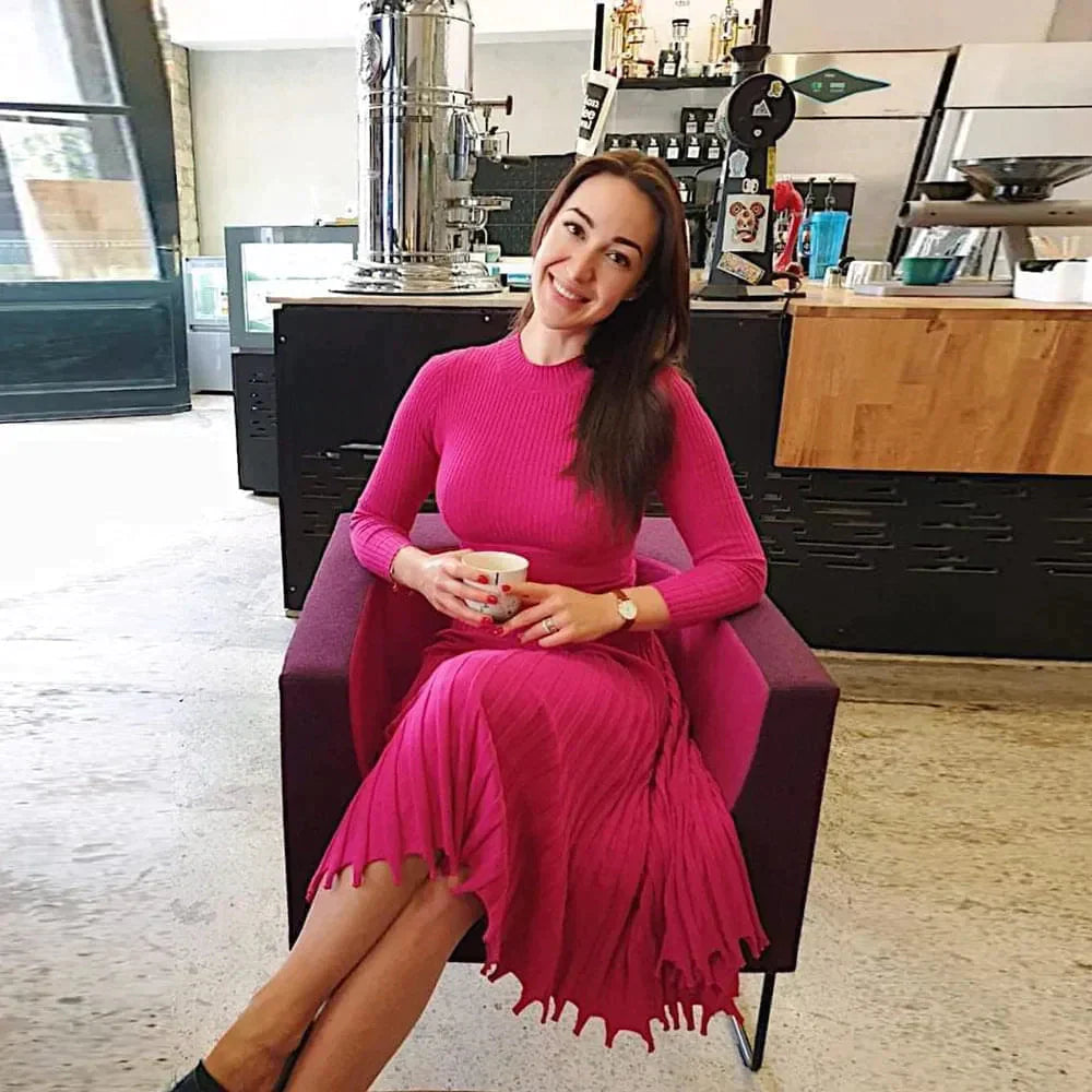 Amy Knit Pleated Midi Dress - St Vesti | All Dresses - Cocktail Dresses Formal Dresses + More.