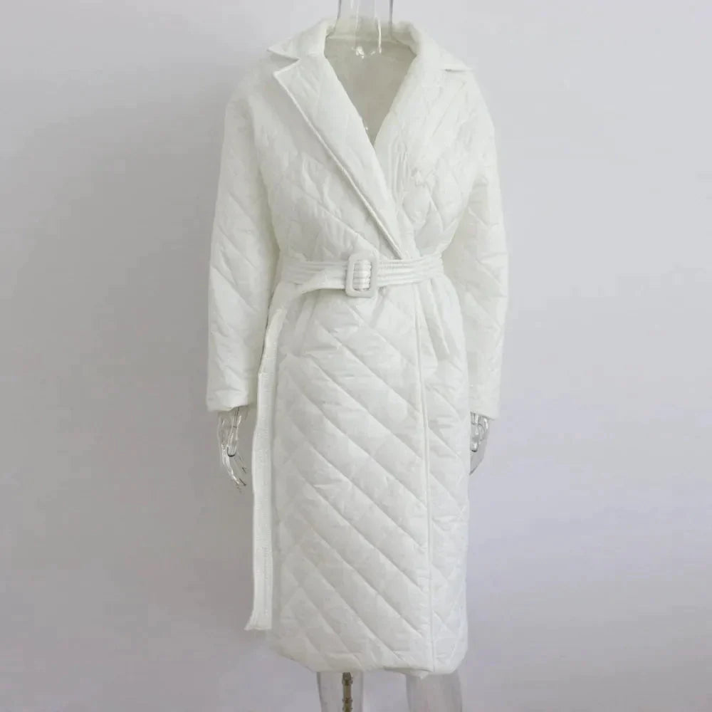 Anna Quilted Longline Coat - White / s - St Vesti | Coats & Jackets