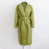Anna Quilted Longline Coat - Green / s - St Vesti | Coats & Jackets