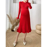 Annabella Maternity Knit Dress - Red / One Size - St Vesti | Maternity Clothes