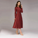 Plaid Elegant Midi Dress - St Vesti