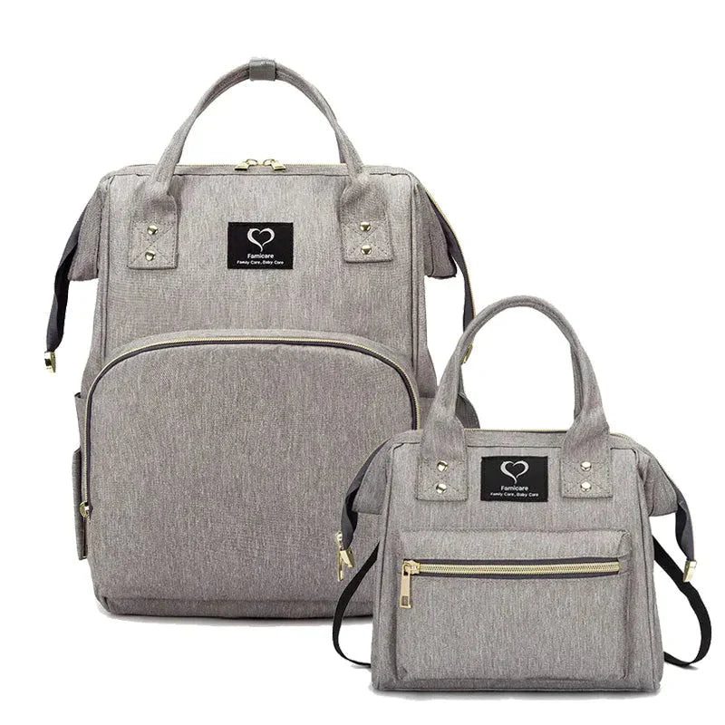 Baby Nappy Bag - 2 Piece Set - Grey / Polyester - St Vesti | Maternity Clothes