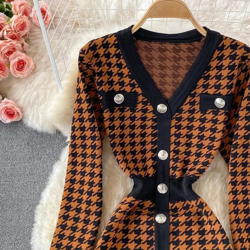 Bebo Checked Knit Dress - St Vesti | Day Dresses