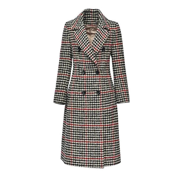 Bernadette Double-breasted Checkered Coat - Black / s - St Vesti | Coats & Jackets