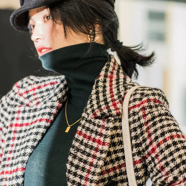 Bernadette Double-breasted Checkered Coat - St Vesti | Coats & Jackets