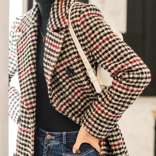 Bernadette Double-breasted Checkered Coat - St Vesti | Coats & Jackets