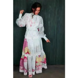 Brenda Floral Chiffon Maxi Dress In White With Pink - St Vesti | All Dresses - Cocktail Dresses Formal Dresses + More.