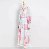 Brenda Floral Chiffon Maxi Dress In White With Pink - St Vesti | All Dresses - Cocktail Dresses Formal Dresses + More.