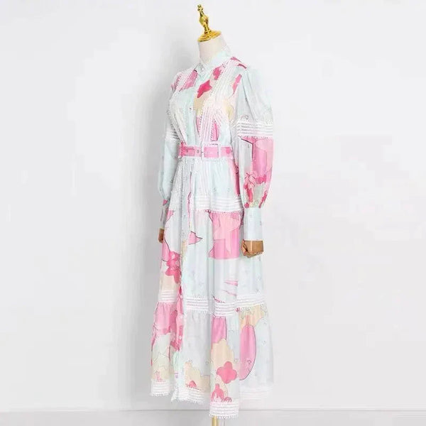 Brenda Floral Chiffon Maxi Dress In White With Pink - St Vesti | All Dresses - Cocktail Dresses Formal Dresses + More.