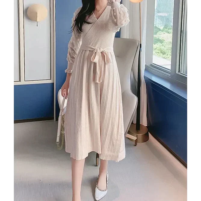 Bridget Knit Midi Dress - Apricot / Uniform Code - St Vesti | Maternity Clothes