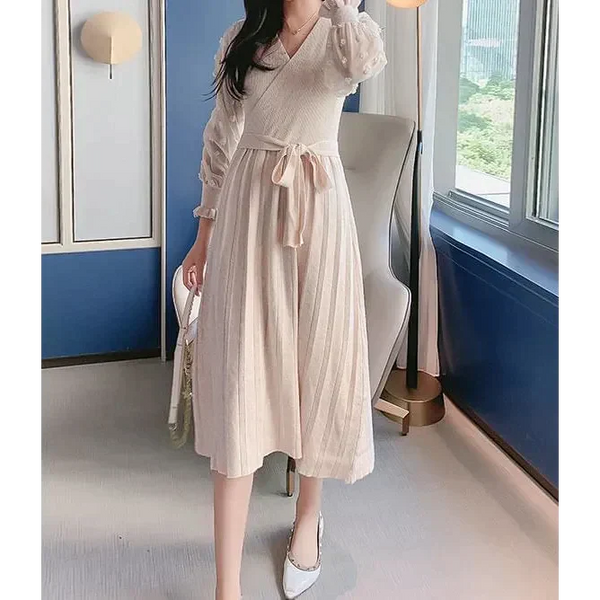 Bridget Knit Midi Dress - Apricot / Uniform Code - St Vesti | Maternity Clothes