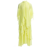 Butterfly Draped Asymmetrical Dusty Rose/yellow Maxi - Yellow / s - St Vesti | All Dresses - Cocktail Dresses Formal