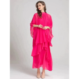 Butterfly Draped Asymmetrical Dusty Rose/yellow Maxi - St Vesti | All Dresses - Cocktail Dresses Formal Dresses + More.