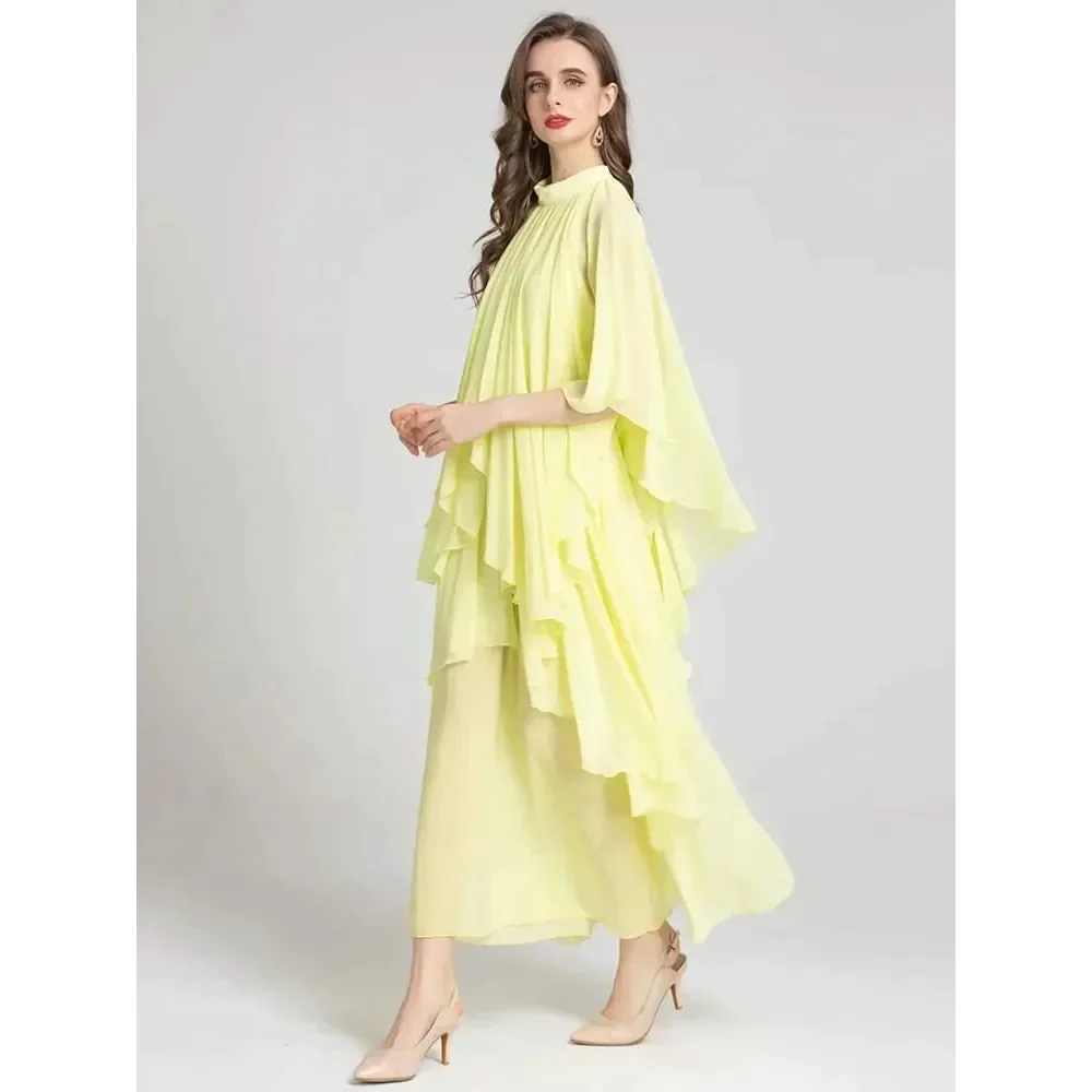 Butterfly Draped Asymmetrical Dusty Rose/yellow Maxi - St Vesti | All Dresses - Cocktail Dresses Formal Dresses + More.