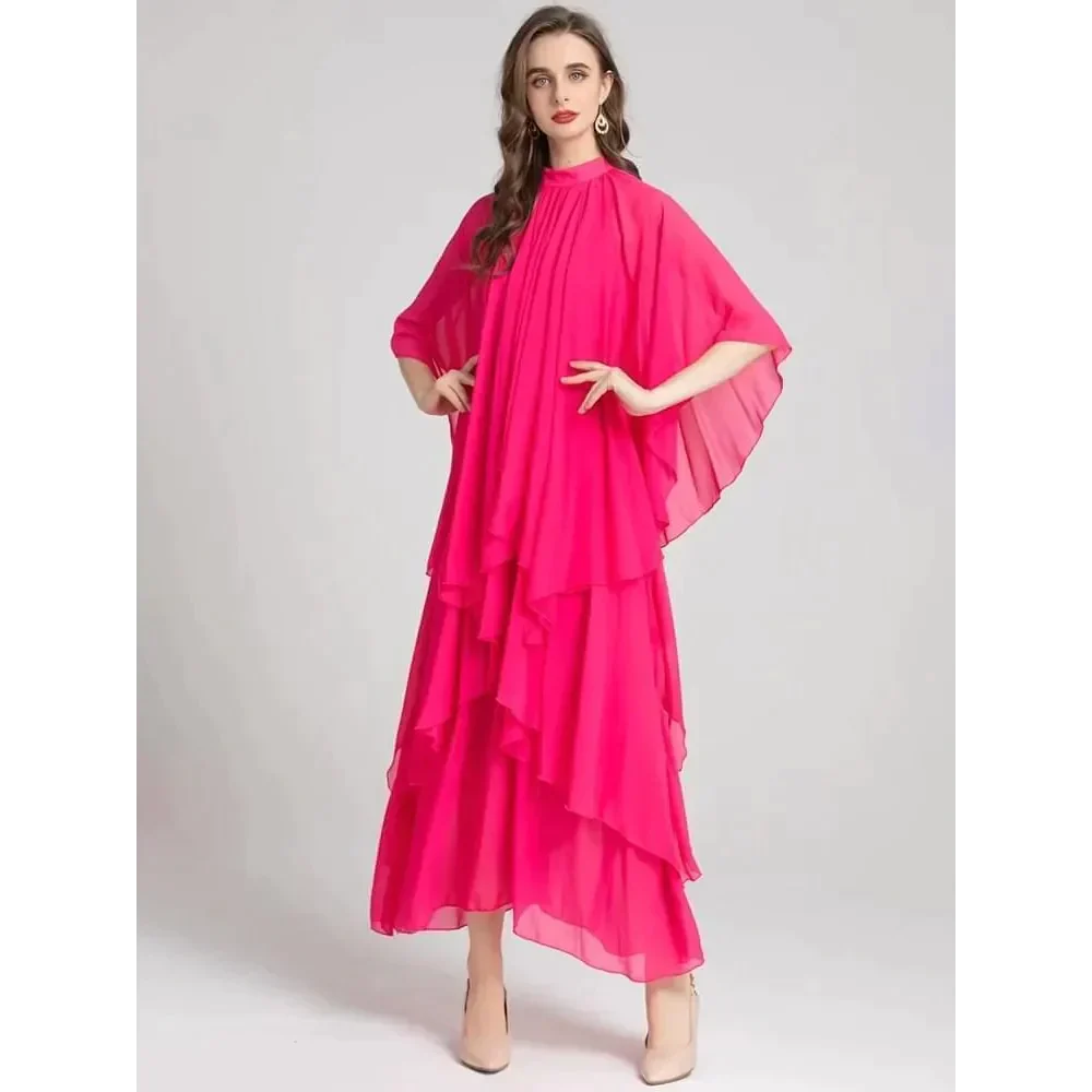 Butterfly Draped Asymmetrical Dusty Rose/yellow Maxi - St Vesti | All Dresses - Cocktail Dresses Formal Dresses + More.