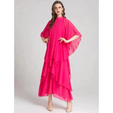 Butterfly Draped Asymmetrical Dusty Rose/yellow Maxi - St Vesti | All Dresses - Cocktail Dresses Formal Dresses + More.