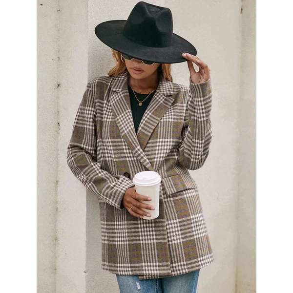 Check Double Breasted Blazer - St Vesti | Blazers & Cardigans