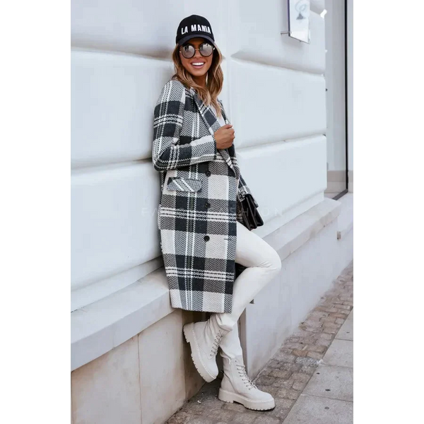 European And American Fashion Plaid Woolen Coat - St Vesti