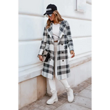 European And American Fashion Plaid Woolen Coat - Grey / s - St Vesti