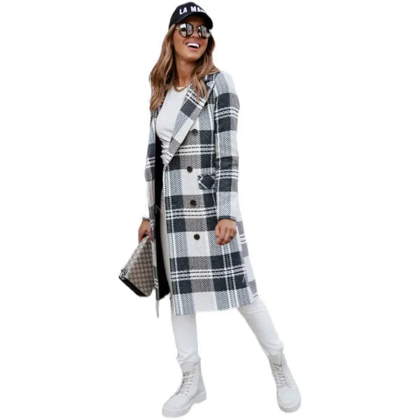 European And American Fashion Plaid Woolen Coat - St Vesti