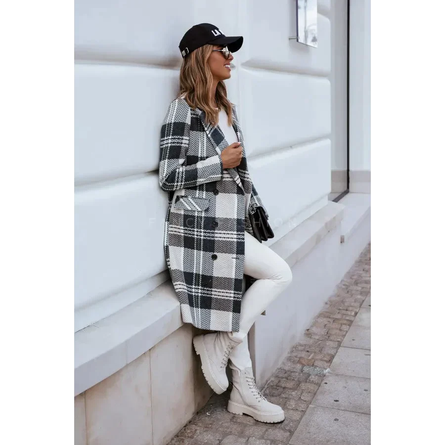 European And American Fashion Plaid Woolen Coat - St Vesti