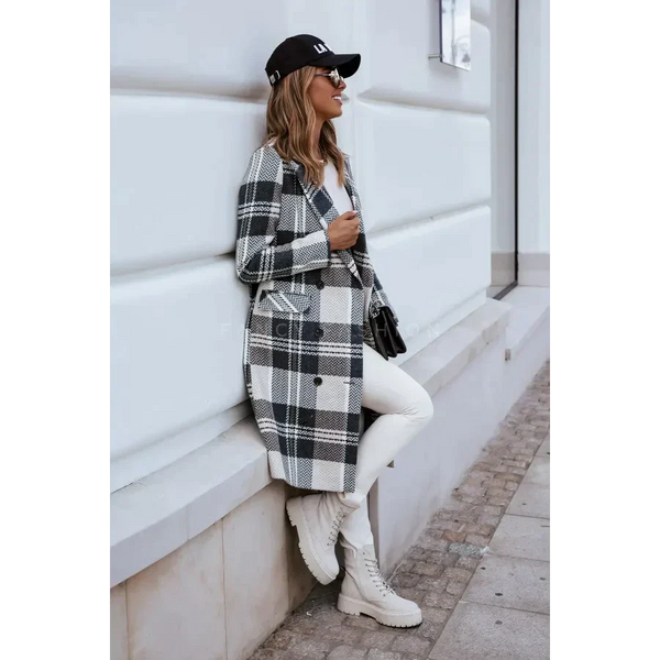 European And American Fashion Plaid Woolen Coat - St Vesti