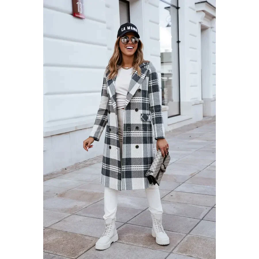 European And American Fashion Plaid Woolen Coat - St Vesti