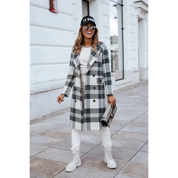 European And American Fashion Plaid Woolen Coat - St Vesti