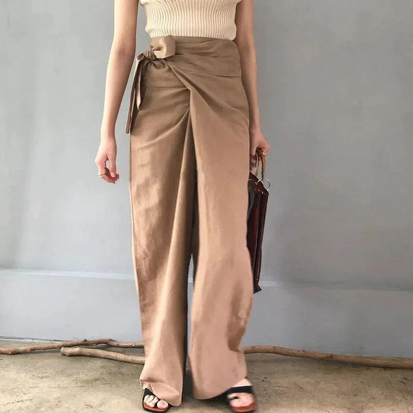 Core Linen Tie Up Pant - Khaki / s - St Vesti | Women’s Pants | Jeans Trousers Pants Joggers & Culottes