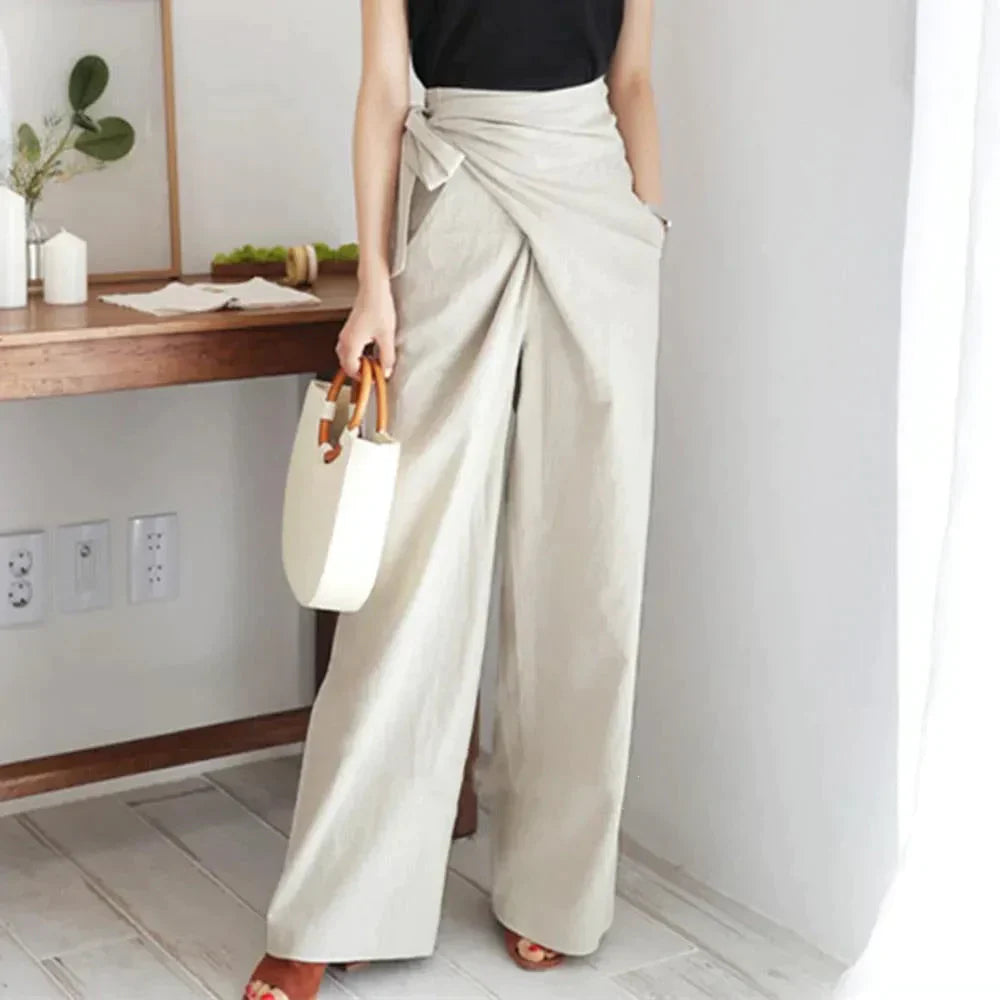Core Linen Tie Up Pant - Grey / l - St Vesti | Women’s Pants | Jeans Trousers Pants Joggers & Culottes