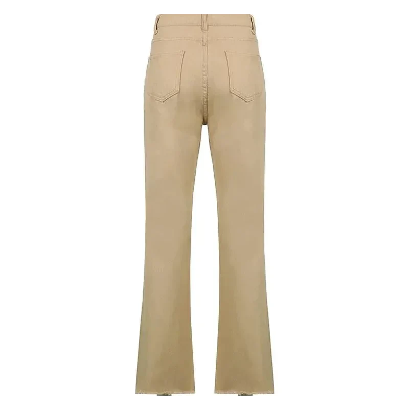 Deck High Wide Leg Jeans In Khaki - St Vesti | Women’s Pants | Jeans Trousers Pants Joggers & Culottes