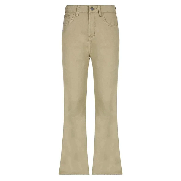 Deck High Wide Leg Jeans In Khaki - Khaki / s - St Vesti | Women’s Pants | Jeans Trousers Pants Joggers & Culottes