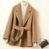 Dena Double-faced Cashmere Woollen Coat - Khaki / s - St Vesti | Coats & Jackets