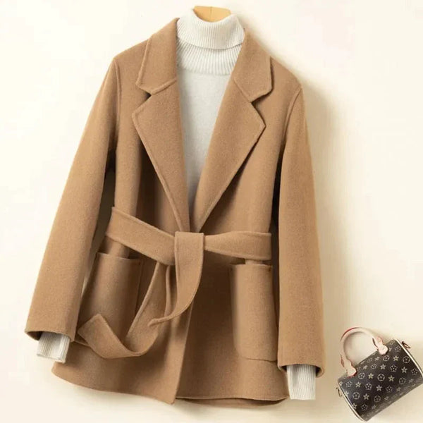 Dena Double-faced Cashmere Woollen Coat - Khaki / s - St Vesti | Coats & Jackets