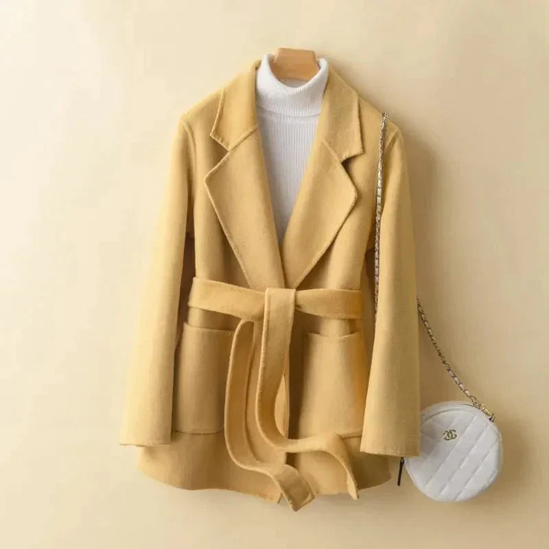 Dena Double-faced Cashmere Woollen Coat - Yellow / s - St Vesti | Coats & Jackets