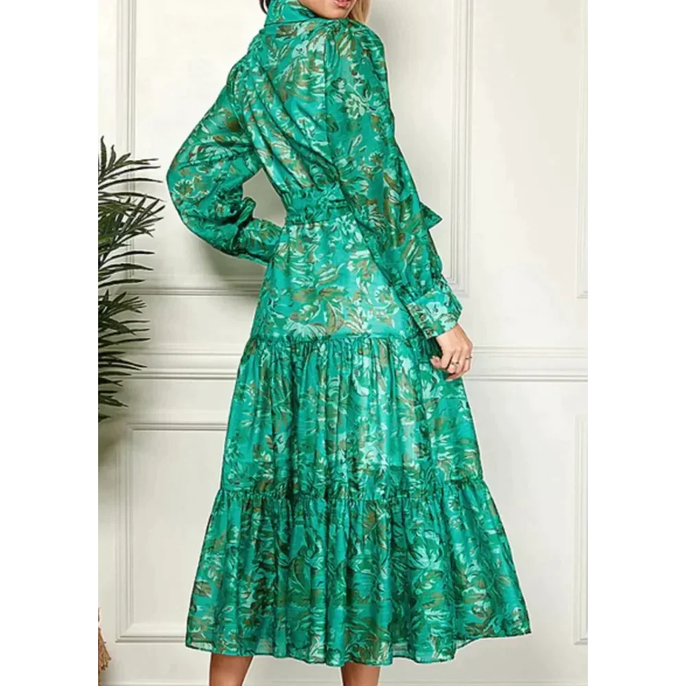 Earth Print Long Sleeve Maxi Dress - St Vesti | All Dresses - Cocktail Dresses Formal Dresses + More.